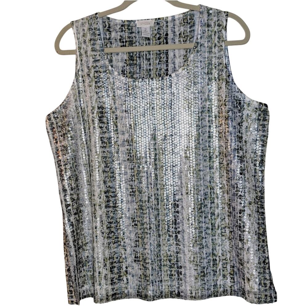 Chico's sequin snakeskin tank top. Sz 2